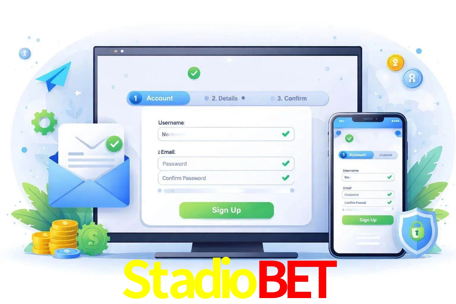 Registro de nuevo usuario y configuración de cuenta Stadiobet